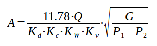 Calculation area pressure safety valve liquid