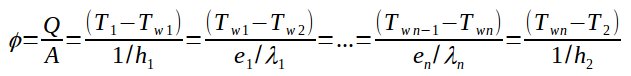 Heat flux for a composite wall