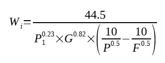 Grinding - Work Index calculation formula (wet)